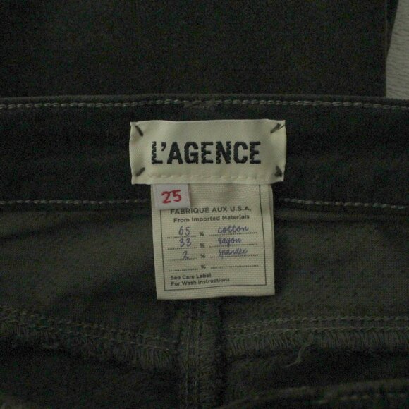 L'AGENCE Margot Mid Rise Moss Green Rich Velvet Signature Skinny Jeans 25 NWT - Picture 6 of 6